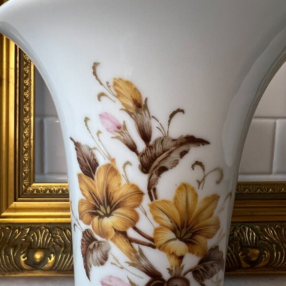 KAISER - Vintage 1960's Gold, Browns Floral Arlette Vase - West German, MCM - Picture 7 of 9